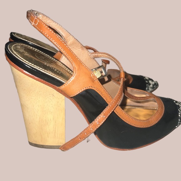 COACH Frankie Wood Block Heels w/ Snakeskin - Picture 6 of 6